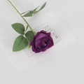 Single long stem purple velvet artificial rose flower for home and wedding decoration - Small Velvet Purple