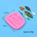 Pink silicone leaf mold for fondant cake diy with five leaf textures 8.2x10cm - Plant Texture Shape (50-257) / Pink
