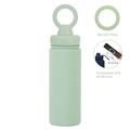 Detail of light green sports bottle showing magnetic booster ring for phone compatibility - Pale Green
