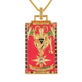 Detail of The Devil tarot pendant with red enamel and colorful zircon stones - The Devil (With Chain)