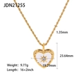 Collana a cuore dorata con inserto in madreperla bianca e pietra di zircone brillante - Cuore in Smalto (JDN21255)