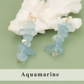 Handcrafted natural aquamarine stone pendant with gold metal ring for DIY jewelry making - 16S Aquamarine (Set of 4)