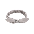 Detail of grey bow headband with elastic gathered fabric and bunny ear design - Gray (3)