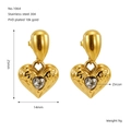 18k vergoldete Herzohrringe aus Edelstahl mit Hammerschlag-Optik und Zirkon - Gold