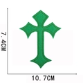 Macro view of green cross embroidered patch with dimensions 10.7cm by 7.4cm - No.2-Green (W22SZJ-045-02)