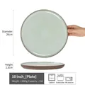 10-inch mint green ceramic steak plate, 26cm round serving dish for microwave and dishwasher - Jingchen Large Green Plate 10 Inch