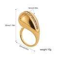 Afmetingen van gouden druppelring met zirkoon, hoogte 30mm en breedte van 14mm - R732_1 Micro-gezette rechte lijn strass