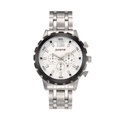 Orologio da uomo Positif con cinturino in acciaio argento e quadrante bianco a tre occhi - Argento