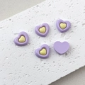 Flat lay of colorful purple and yellow heart resin charms on a white stone background - 6# Purple and Yellow