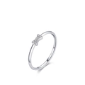 Anello minimalista con fiocco in argento sterling S925 con zirconi scintillanti in argento lucido - Taglia US 5 / Argento
