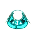 Mini borsa a mano verde lime in pelle verniciata lucida con dettagli dorati - Verde