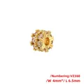 Close-up of gold-plated hollow eye pattern spacer bead with zircon stones, size 4x6.5mm - VZ388 Gold Gear 4*6.5mm