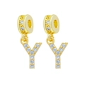 Sparkling gold-plated letter Y pendant with clear crystals for DIY jewelry making - Letter-Y