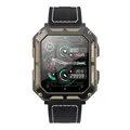 Rugged outdoor C20PRO smartwatch with dark grey shell and black nylon woven strap - Black Case Black Nylon Strap