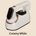 Portable handheld steam iron in cream white with rose gold trim and digital display - EU Plug / Cream White