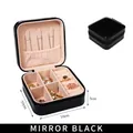 Square mirror black PU jewelry organizer with necklace hooks and removable dividers - Mirror Black
