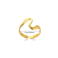 Minimalist gold wave open ring with 17mm inner diameter and smooth metallic finish - Wide Wave Opening Style / Gold