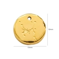 Ciondolo zodiaco 10mm in acciaio al titanio placcato oro 14k con costellazione - Sagittario