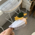 Creative mallard duck acetate hair claw clip with glossy green head and yellow beak - Duck with Bowtie