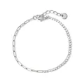 PVD gold plated stainless steel paperclip and cubic zirconia tennis chain bracelet - Silver White Zirconia Splicing Style (SBP012)