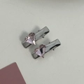 Macro view of silver alloy hair clips with sparkling pink heart-shaped rhinestones - Silver/Pink Zirconia-Small Heart
