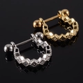 Sparkling zircon leaf cartilage piercings in gold and silver finish with screw ball backs - NO 22