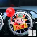 Cartoon God of Wealth car air vent freshener with red heart fan and fragrance pads - Fortune God Zhaocai (Includes 2 Fragrance Pads)