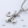 Detailed macro view of silver fleur-de-lis pendant measuring 24x33mm weighing 8g - Single Pendant Style 20