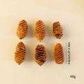 Set of 6 natural pine cones in light brown for rustic Christmas decoration, 4-6cm size - Long Pine Cones 4-6cm 6Pcs