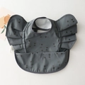 Waterproof dark grey baby bib with wings design and cute cat face print detail - Wings - Grey Bow Tie Cat / One Size