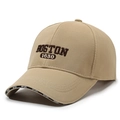 Cappellino da baseball classico kaki in cotone con ricamo Boston 1630 e bordo sportivo - Regolabile / Cachi