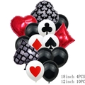 Detail of casino party balloon set with suit motifs in 18 and 12 inch sizes - Poker Balloon Bundle Style G (h005)
