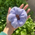 Plush light purple scrunchie made of soft faux fur elastic hair tie for women - Light Purple Plush