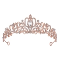Elegant rose gold bridal crown with sparkling crystals and teardrop centerpiece - Rose Gold Circle Style