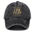 Casquette de baseball unisexe en coton gris foncé délavé avec texte vintage doré et graphique - Taille unique / Noir Lavé