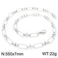 Collana a maglie geometriche in acciaio inossidabile argento stile hip hop da donna - Argento 550x7mm(KN228499-Z)
