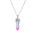 Collier avec pendentif hexagonal en cristal dégradé bleu et rose sur chaîne argentée - Dégradé Bleu Rose Blanc