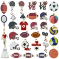 DIY Sport-Emaille-Anhänger Set mit Fußball, Basketball und Tennis für Schmuckherstellung - Gemischt 32 Stück Basketball Baseball Badminton Serie - 1 von jeder der 32 Arten