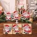 Set da 18 ciondoli Babbo Natale in legno dipinto con scatola per decorazioni natalizie - Q-G60 Babbo Natale Set in Legno a 3 Scomparti