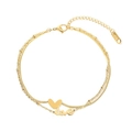 Bracelet double couche en acier inoxydable doré 18K avec pendentifs cœur et love - Bracelet Double Couche LOVE (M605)