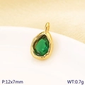 Water drop birthstone pendant with dark green gemstone and golden hammered texture finish - Green Style (KLJ10213-ZLA)
