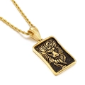 Golden lion head pendant necklace with black highlights and twisted rope chain - Gold Lion Head (KP98928-KJX)