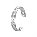 Elegant silver-toned titanium steel cuff bangle with open chain link design for women - Y580-2 Silver Hollow Wave