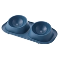 Blue double pet feeding bowl with non-slip base and splash-proof design for cats and dogs - Blue (Single Bowl Style) / 41*22.5*8.5cm