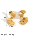 Polished 18k gold S-shaped stainless steel earrings with 27mm height dimensions - Golden Twisted Hoop Earrings (TE60075)