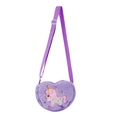 Borsa a tracolla in peluche viola a forma di cuore per bambina con ricamo di unicorno - Viola
