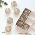 Set di 9 eleganti palline di Natale da 8cm trasparenti con glitter dorati in confezione - 8cm / Set Champagne (9 Pezzi)