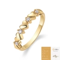 Golden heart-shaped S925 silver ring with white moissanite and GRA certificate - US Size 9 / Moissanite 2.0mm * 4 Pcs (With GRA Certificate)