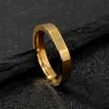 Detail of minimalist gold faceted cross ring on dark textured stone background - US 9 / 4mm Gold