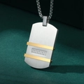 Roestvrijstalen herenketting met militaire dog tag hanger goudkleurige strepen - Zilver/Goud (Met Zilveren Ball Chain)